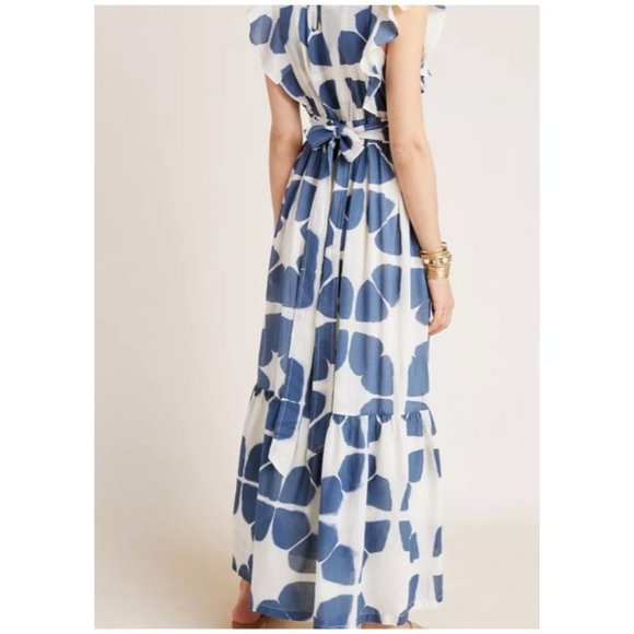 The Odells Maxi Seville Dress Cream Blue Cotton Washable - Picture 9 of 16